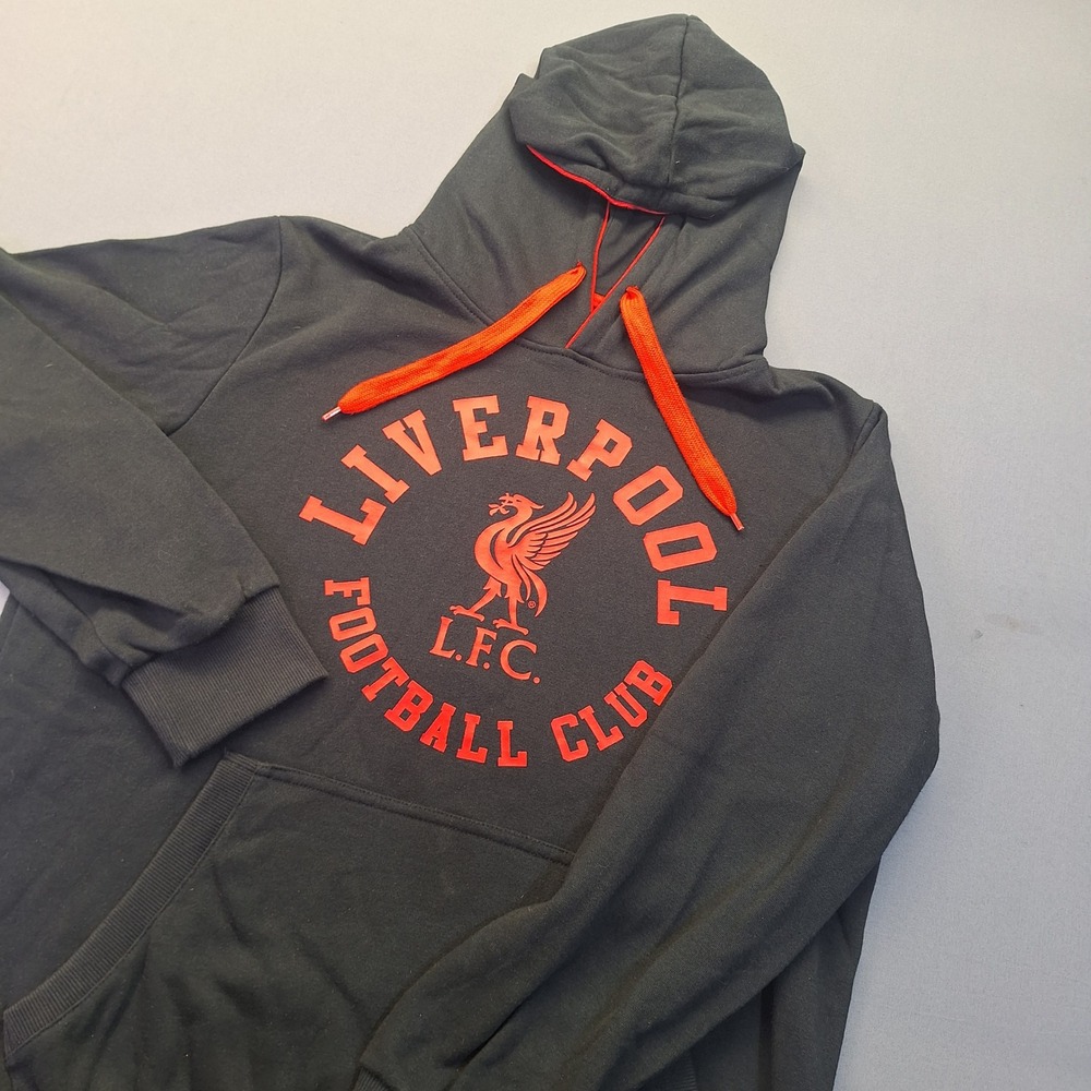 Official Liverpool FC Hoodie Mens Medium Black Red LFC Football Club Pullover